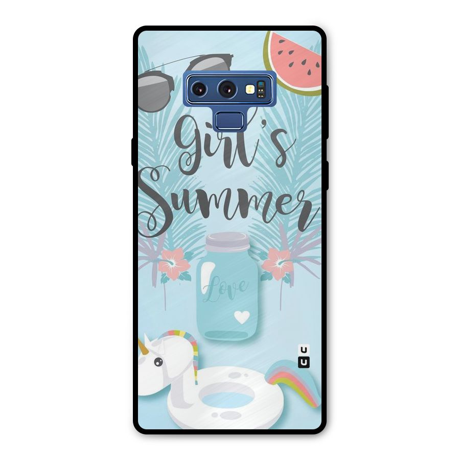 Girls Summer Metal Back Case for Galaxy Note 9