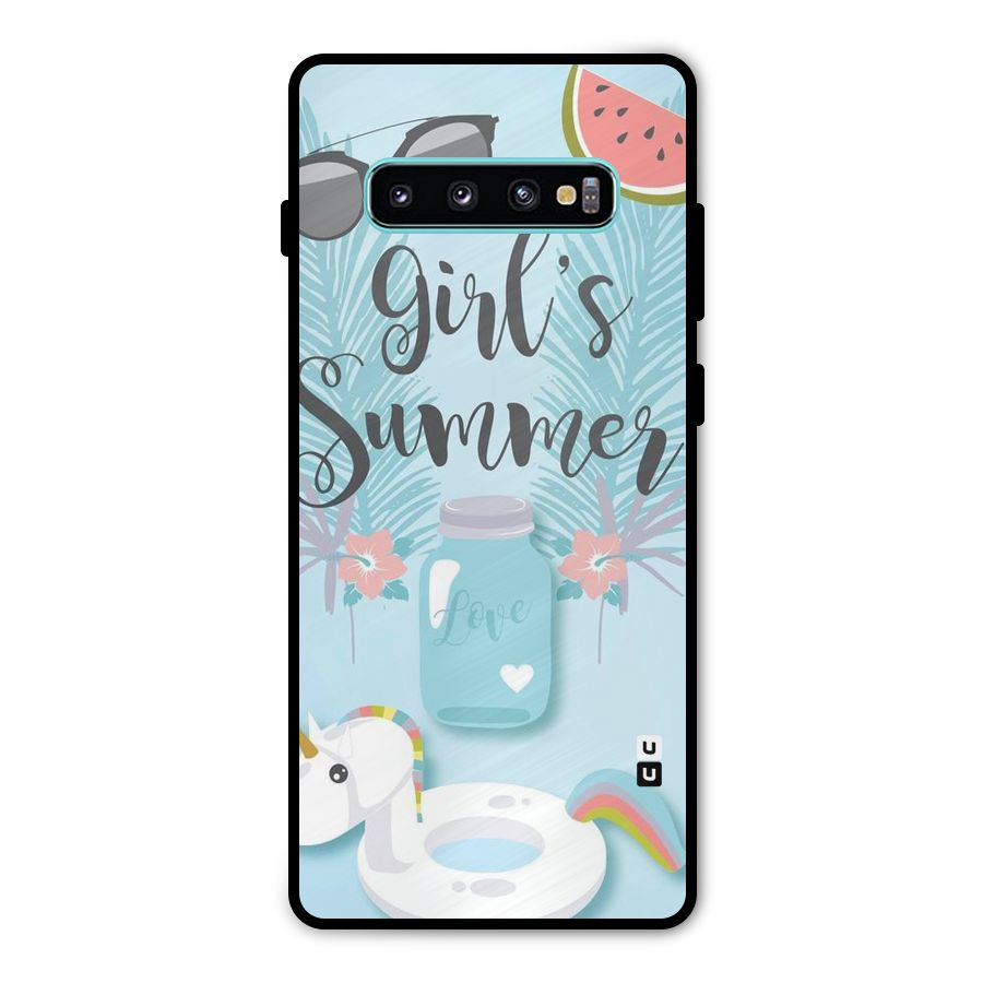 Girls Summer Metal Back Case for Galaxy S10 Plus