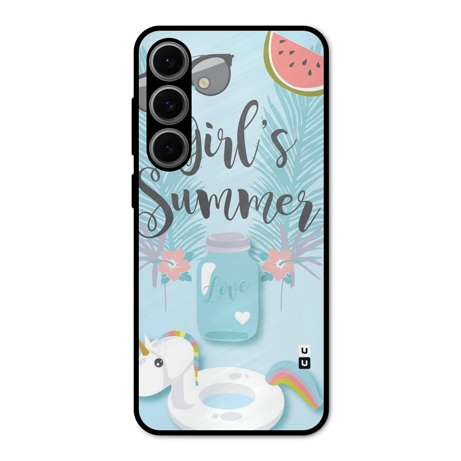 Girls Summer Metal Back Case for Galaxy S24 FE