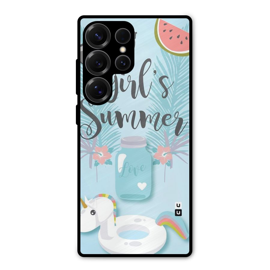 Girls Summer Metal Back Case for Galaxy S25 Ultra