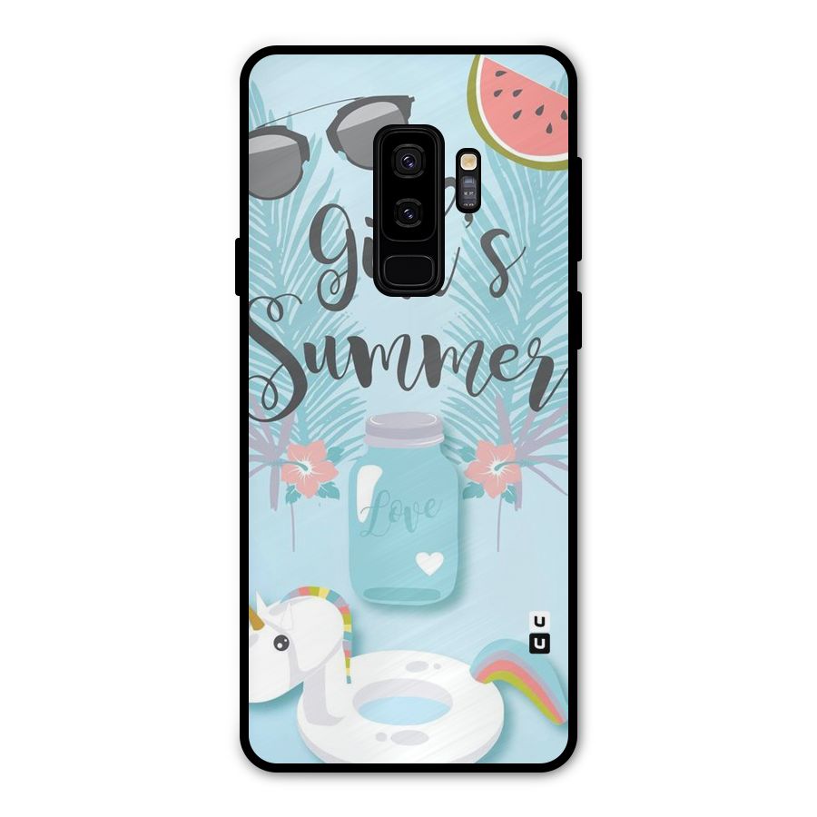Girls Summer Metal Back Case for Galaxy S9 Plus