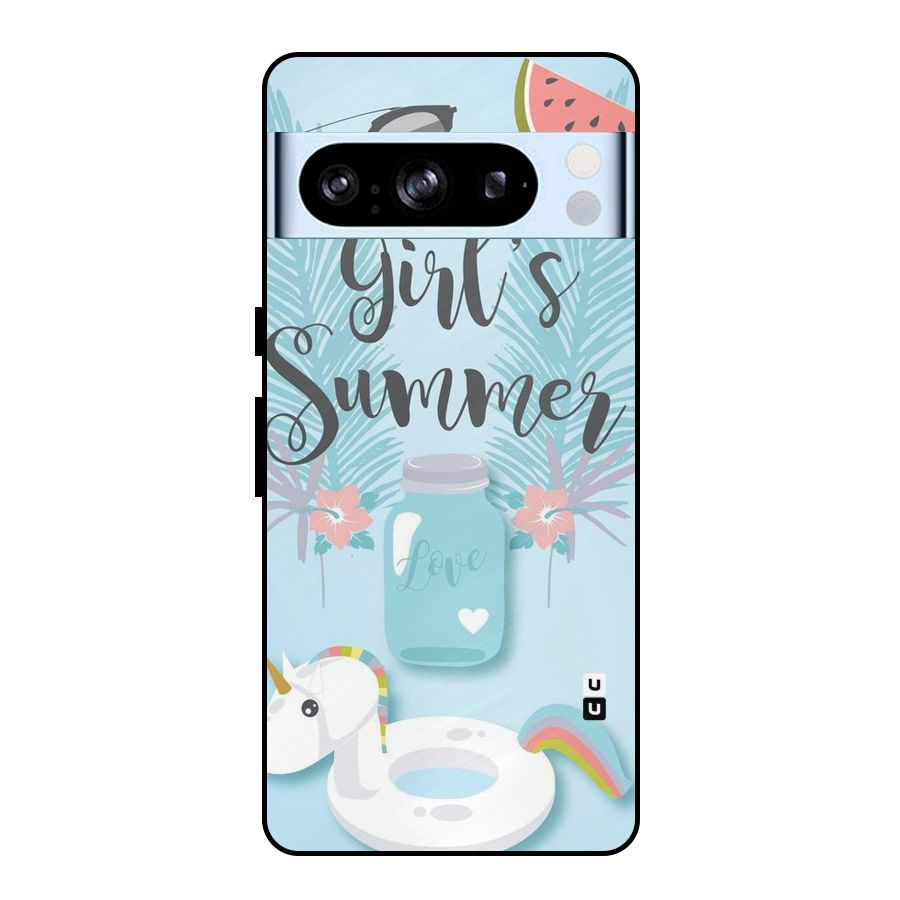 Girls Summer Metal Back Case for Google Pixel 8 Pro