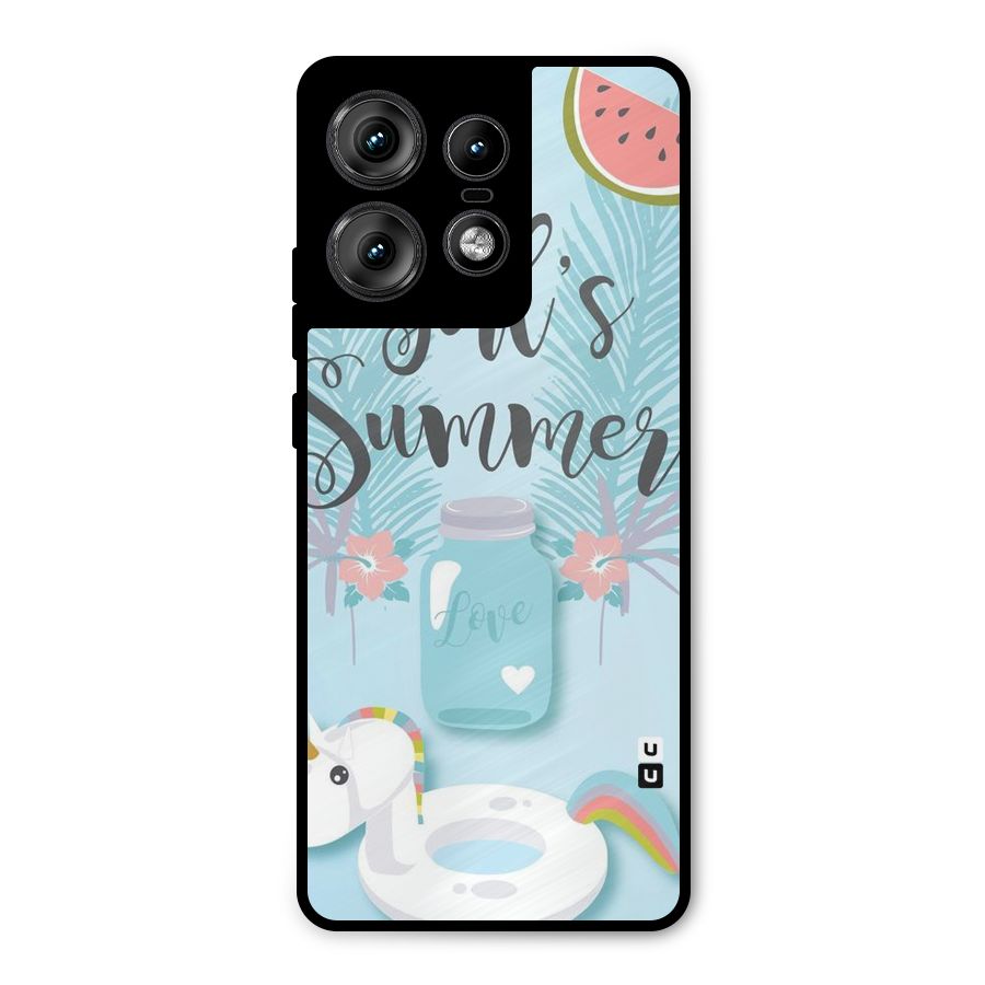 Girls Summer Metal Back Case for Motorola Edge 50 Pro