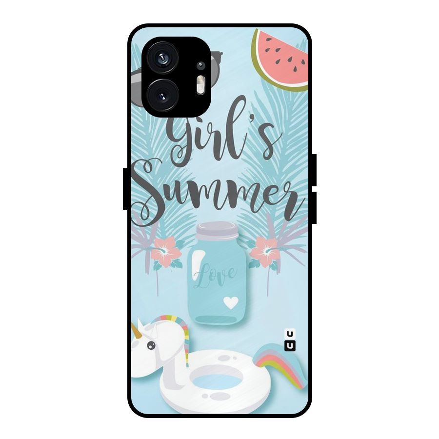 Girls Summer Metal Back Case for Nothing Phone 2