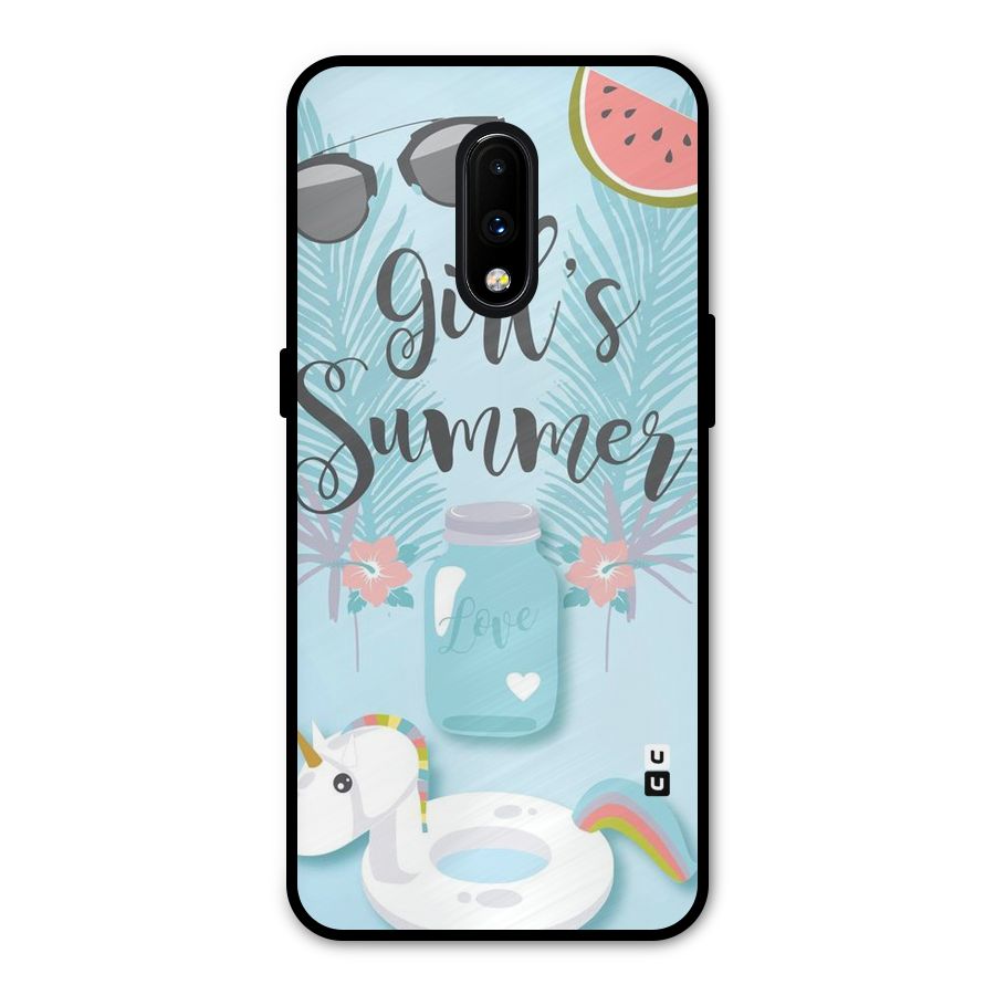 Girls Summer Metal Back Case for OnePlus 7