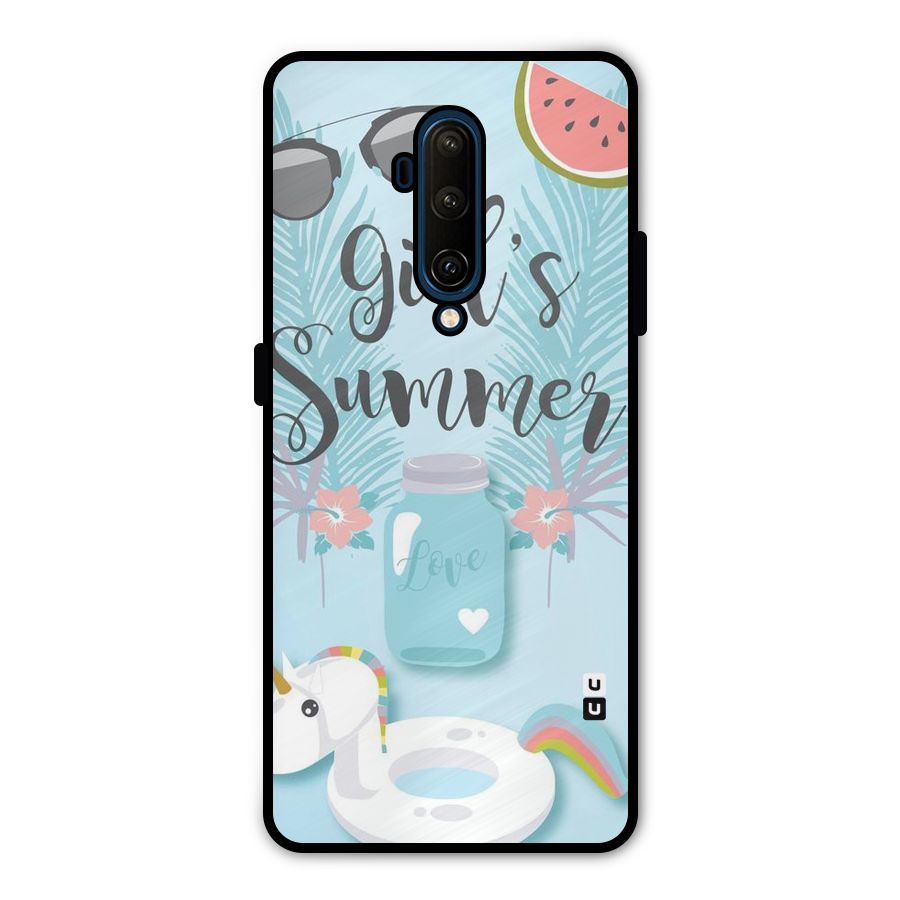 Girls Summer Metal Back Case for OnePlus 7T Pro