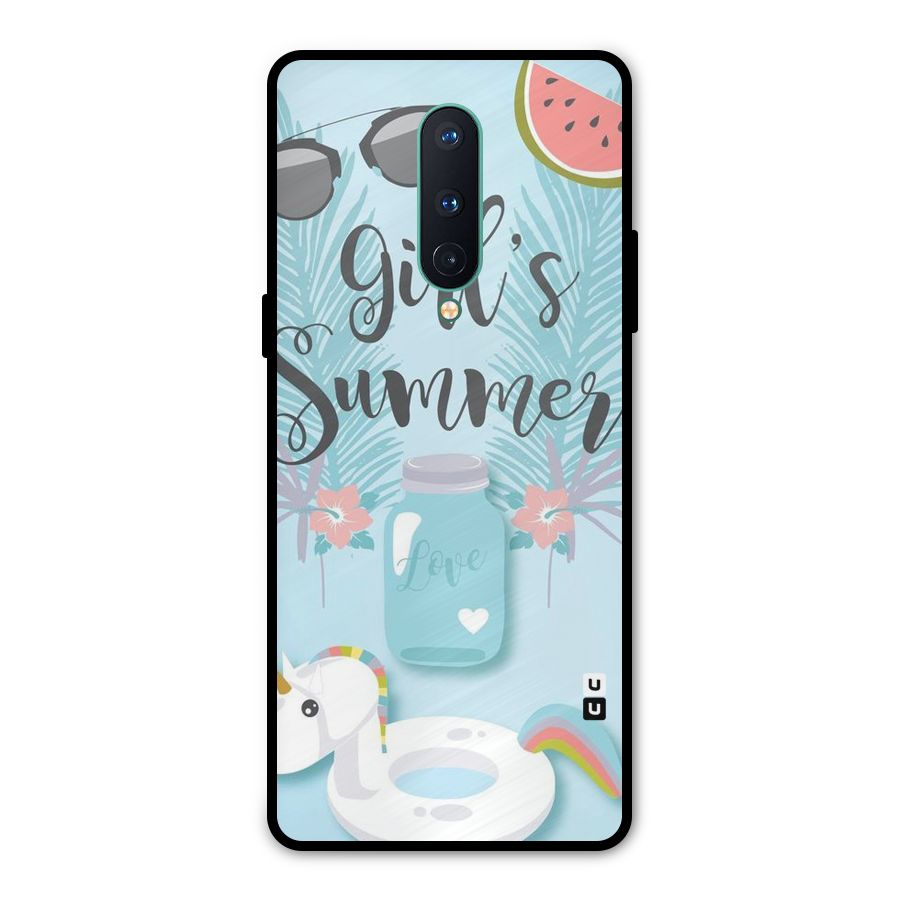 Girls Summer Metal Back Case for OnePlus 8