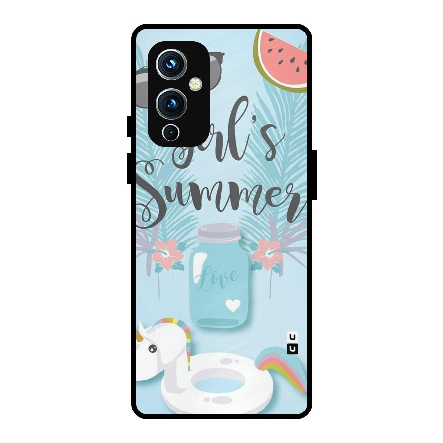 Girls Summer Metal Back Case for OnePlus 9