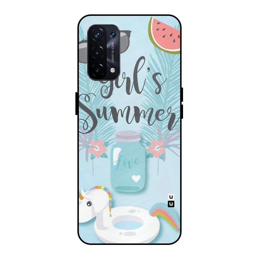 Girls Summer Metal Back Case for Oppo A74 5G