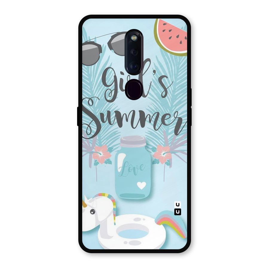 Girls Summer Metal Back Case for Oppo F11 Pro