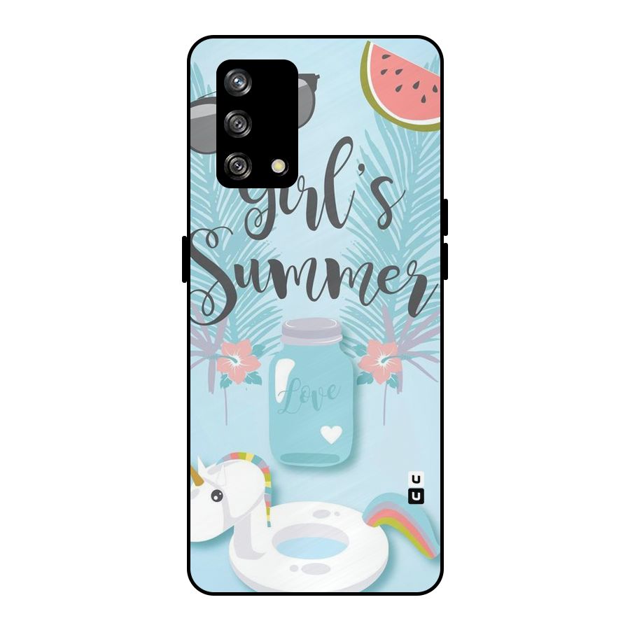 Girls Summer Metal Back Case for Oppo F19