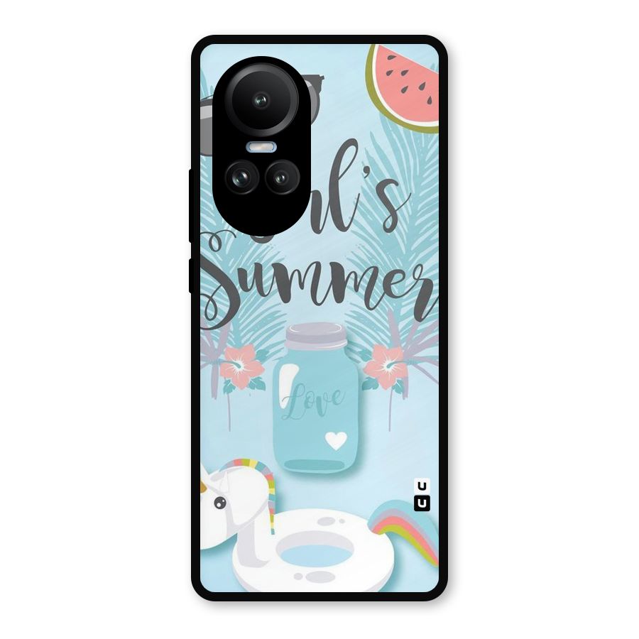 Girls Summer Metal Back Case for Oppo Reno10 Pro