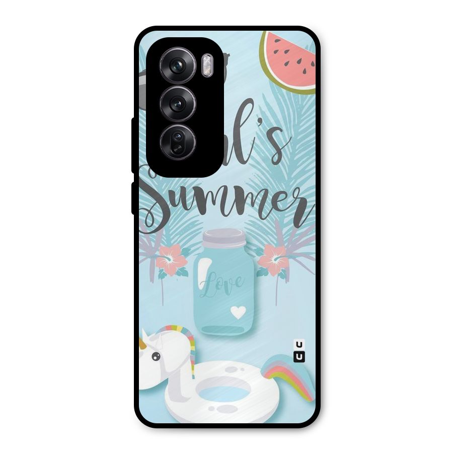 Girls Summer Metal Back Case for Oppo Reno12 Pro