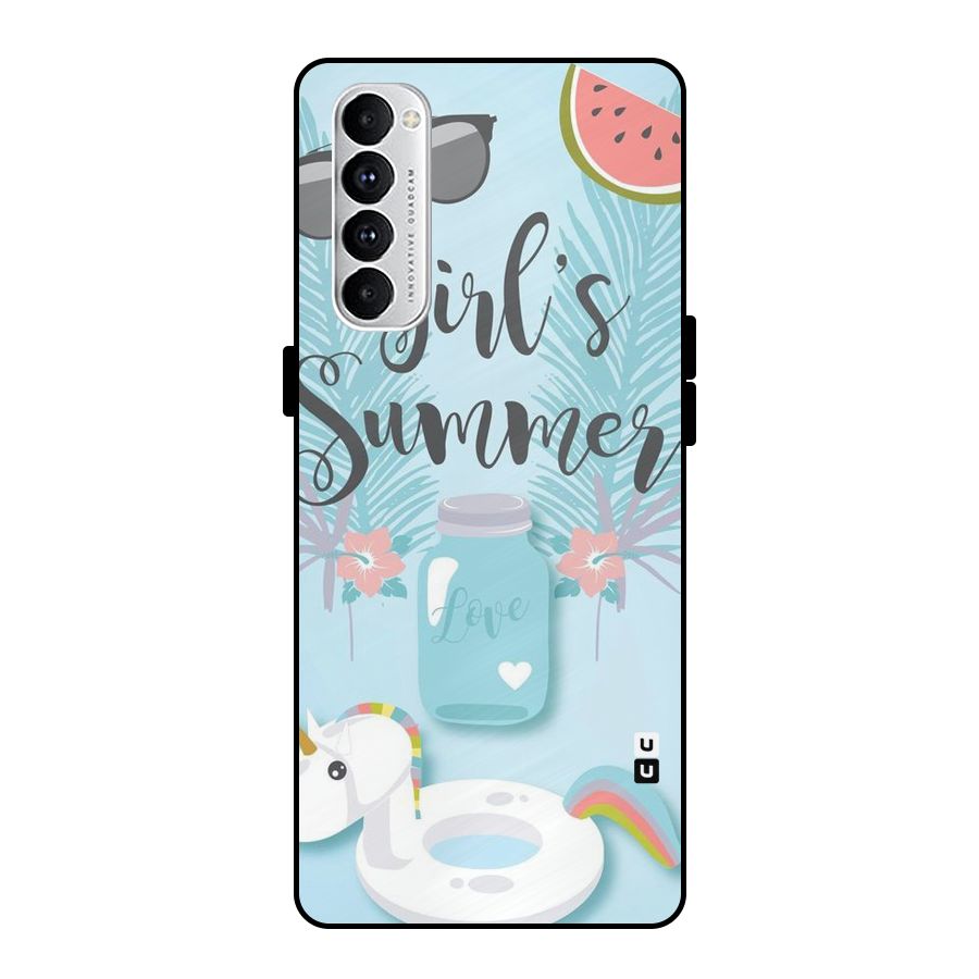 Girls Summer Metal Back Case for Oppo Reno4 Pro