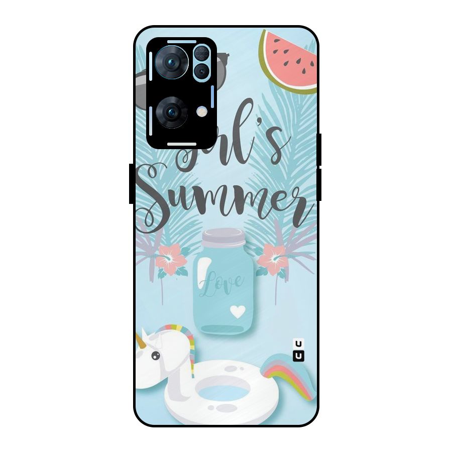 Girls Summer Metal Back Case for Oppo Reno7 Pro 5G