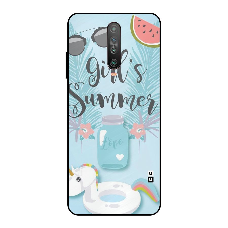 Girls Summer Metal Back Case for Poco X2