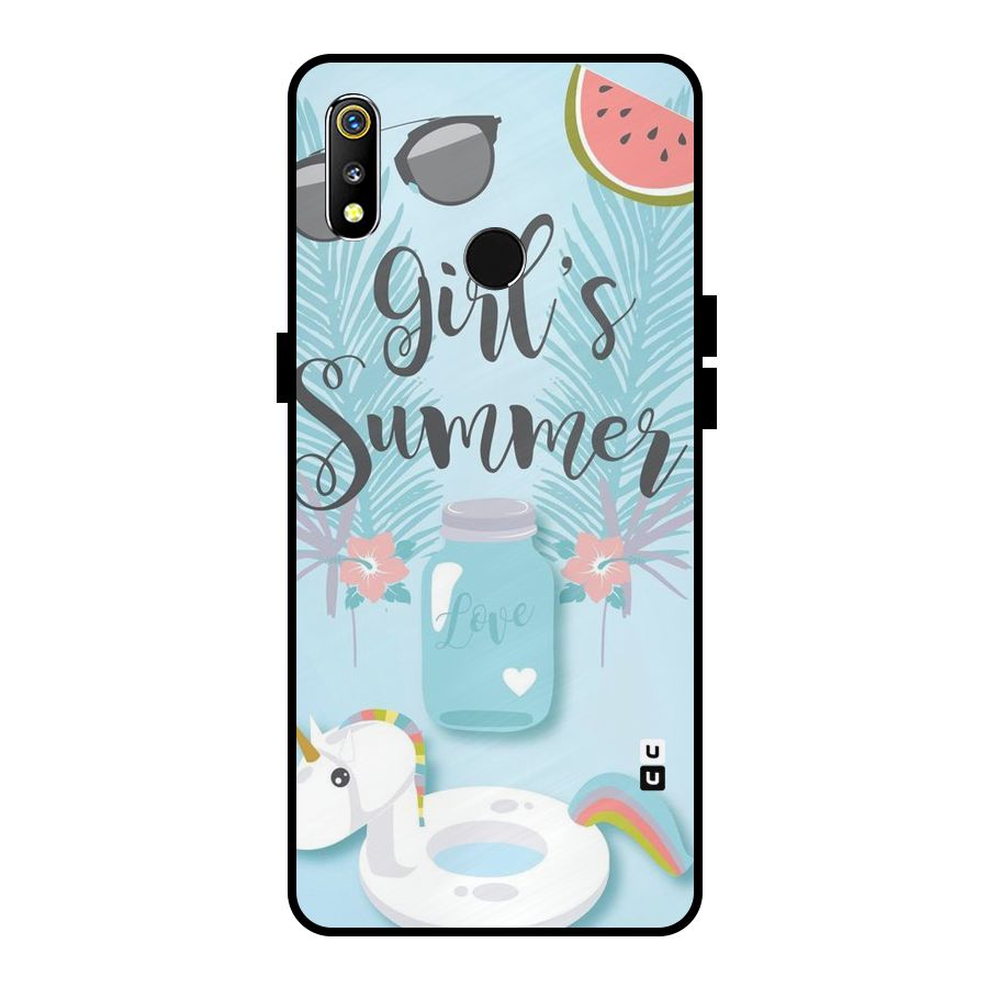 Girls Summer Metal Back Case for Realme 3i