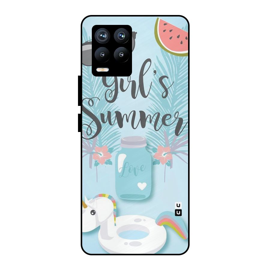 Girls Summer Metal Back Case for Realme 8