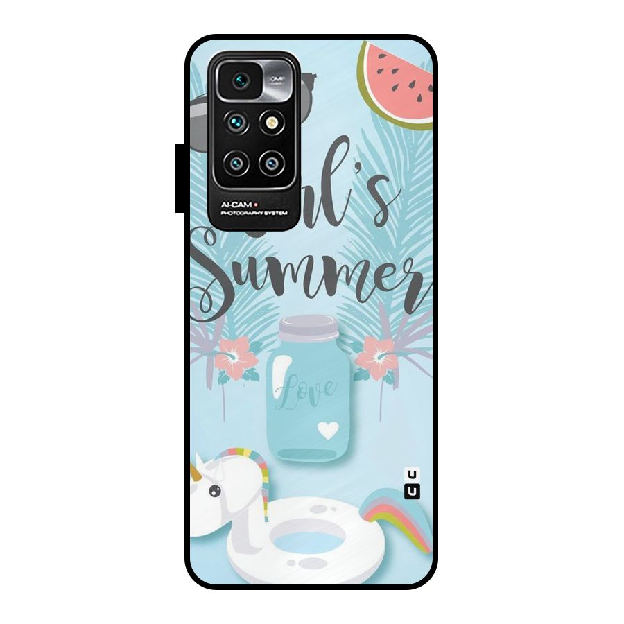 Girls Summer Metal Back Case for Redmi 10 Prime