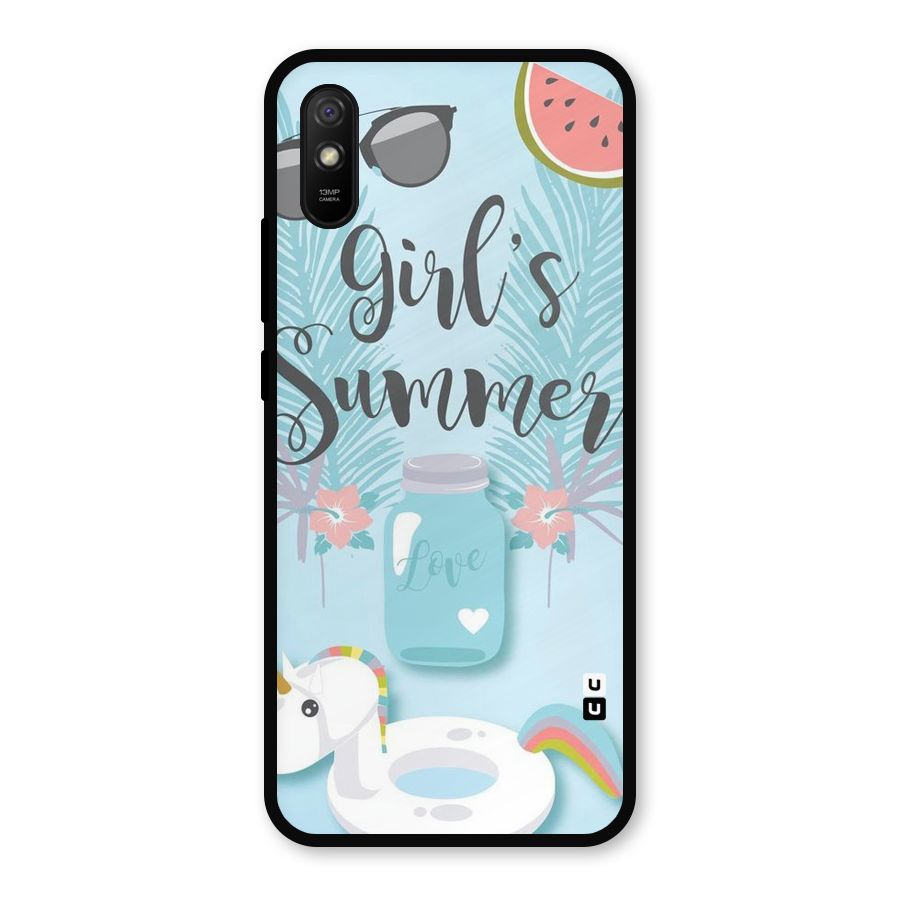 Girls Summer Metal Back Case for Redmi 9a