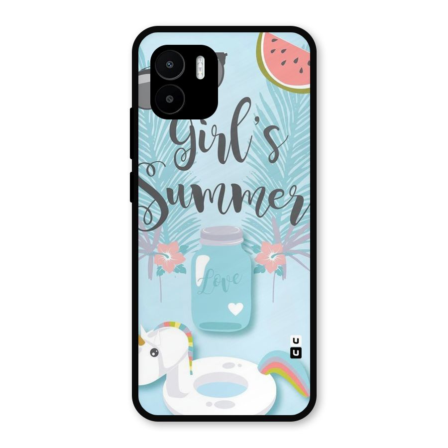 Girls Summer Metal Back Case for Redmi A2
