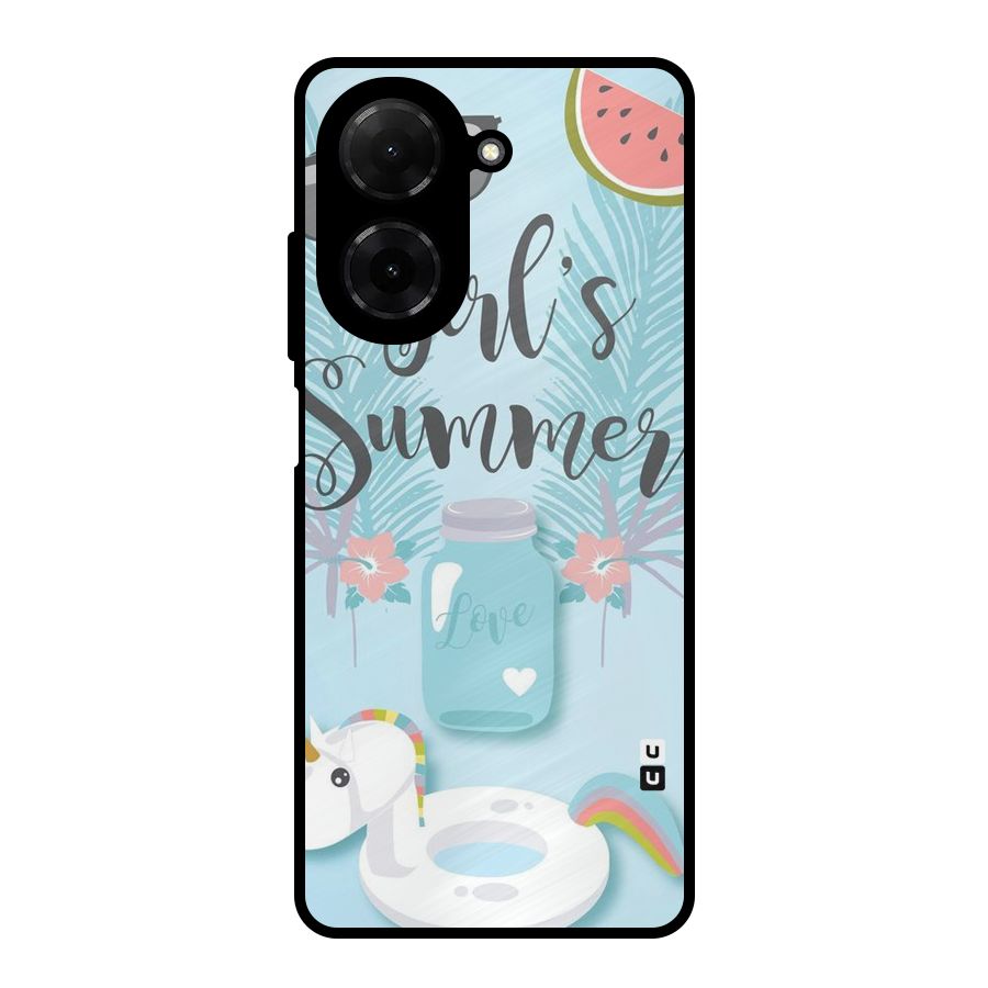 Girls Summer Metal Back Case for Redmi A5 4G