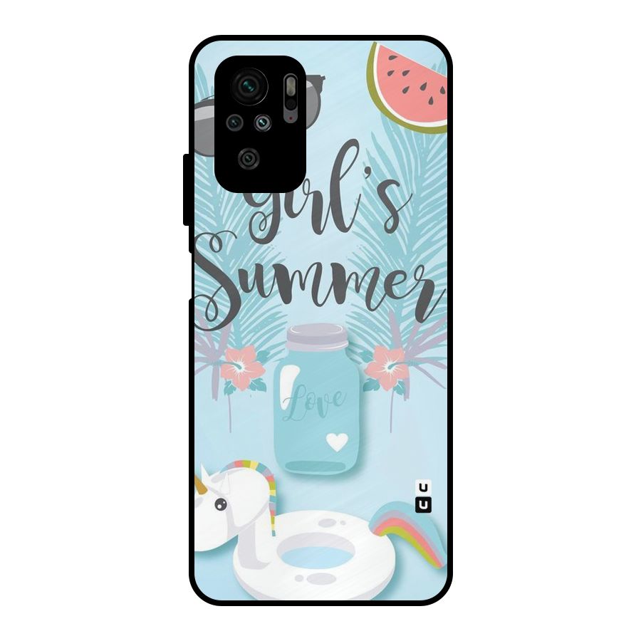 Girls Summer Metal Back Case for Redmi Note 10S