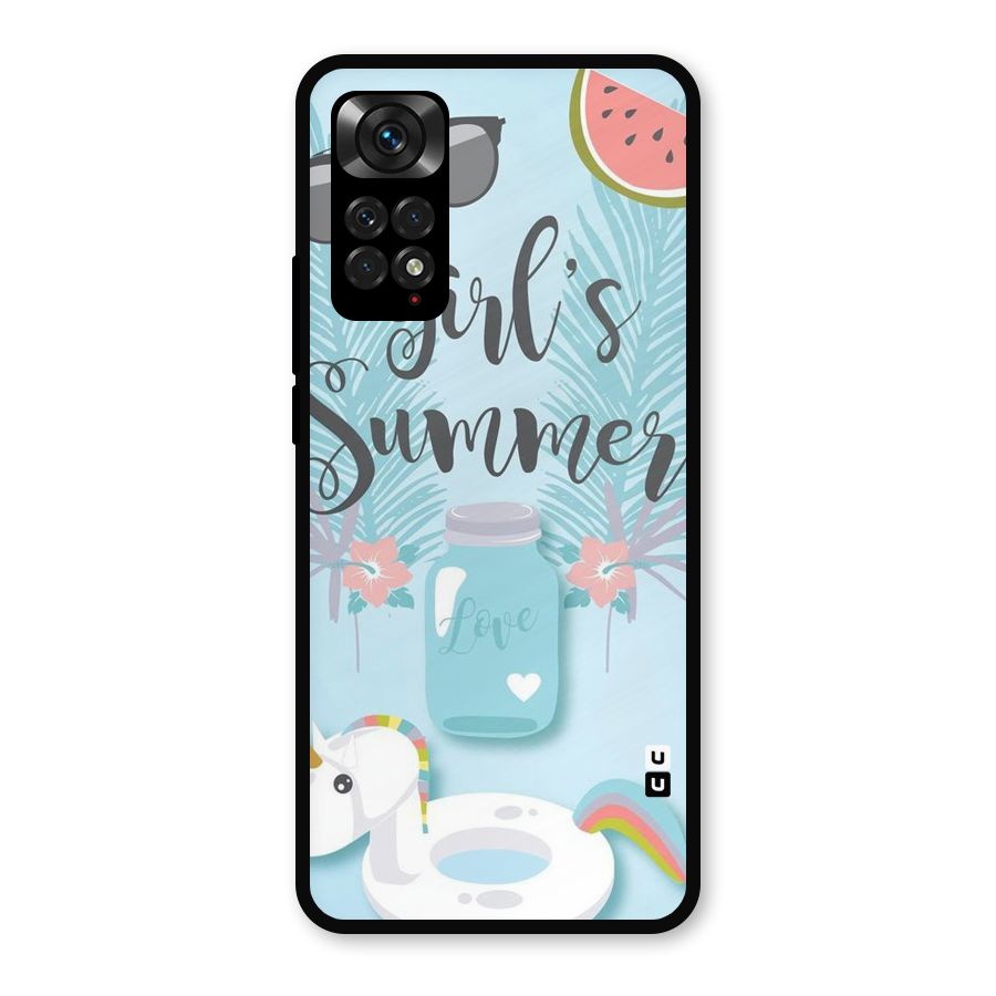 Girls Summer Metal Back Case for Redmi Note 11