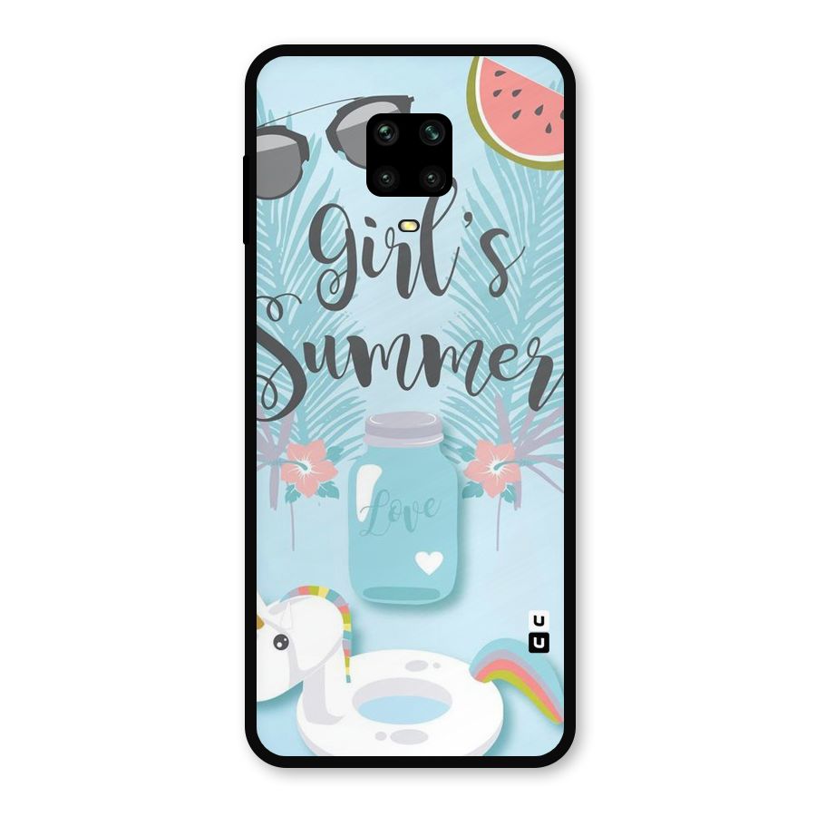 Girls Summer Metal Back Case for Redmi Note 9 Pro Max