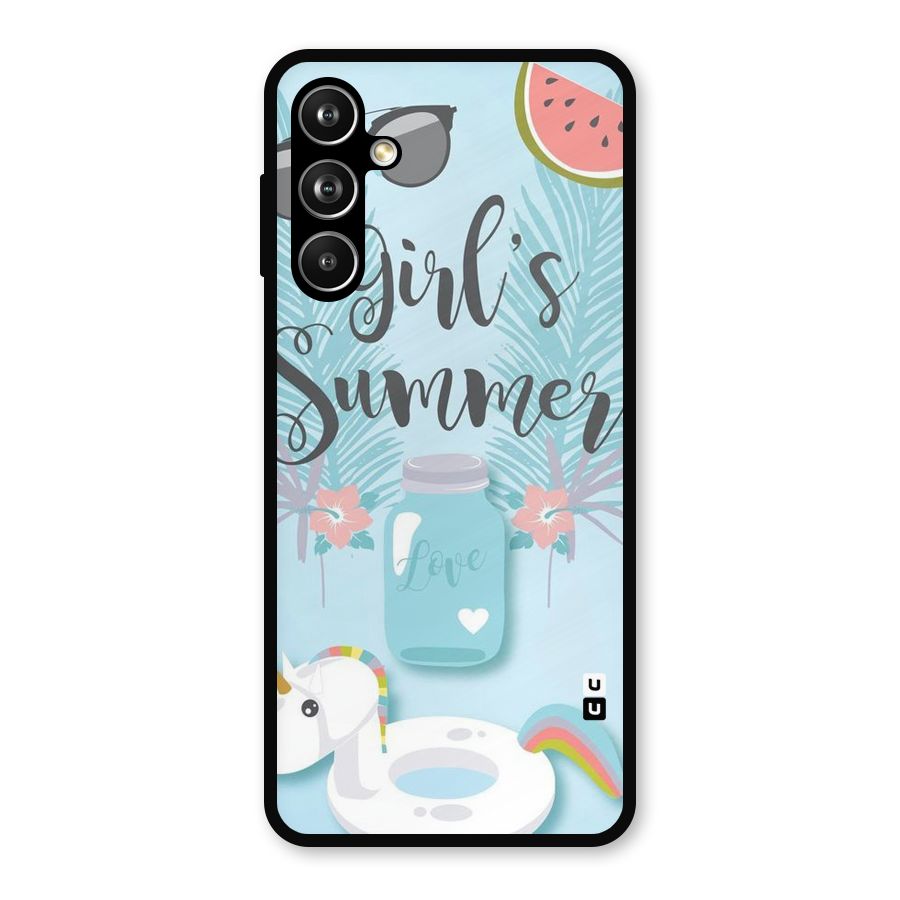 Girls Summer Metal Back Case for Samsung Galaxy M54