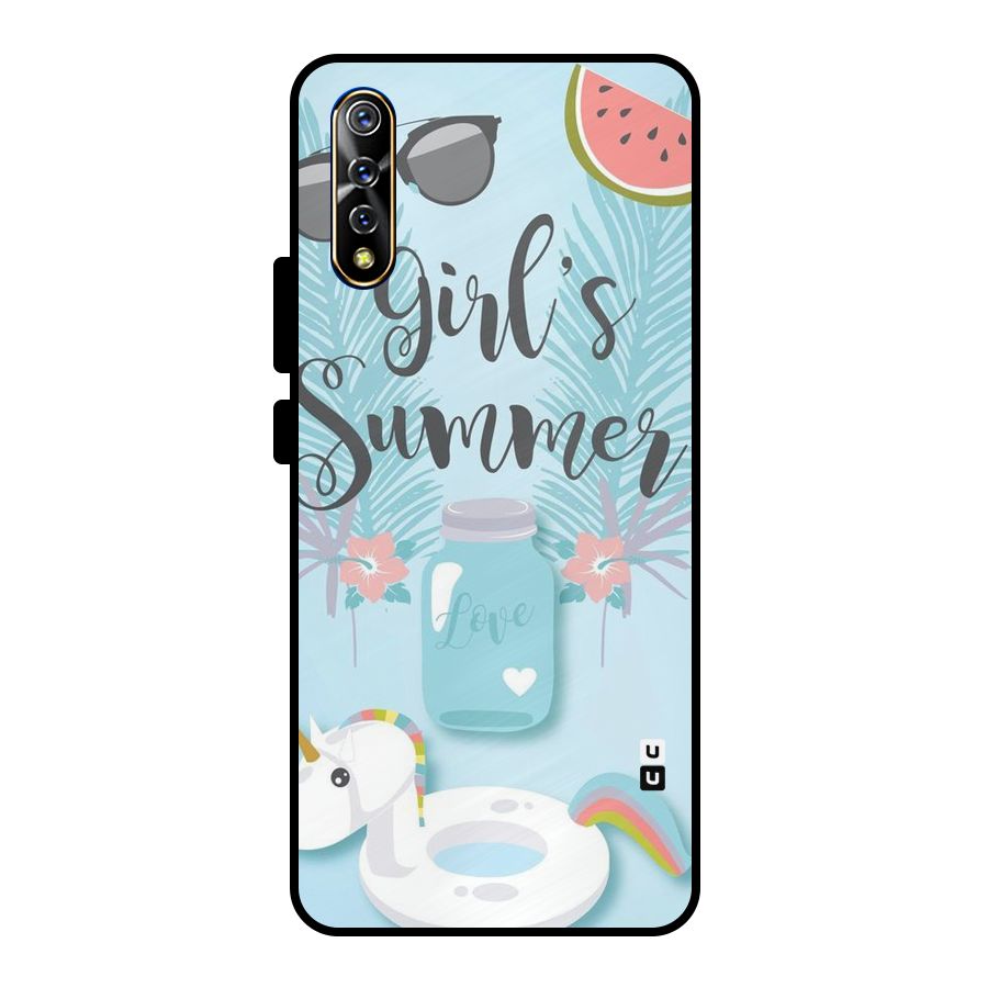 Girls Summer Metal Back Case for Vivo S1