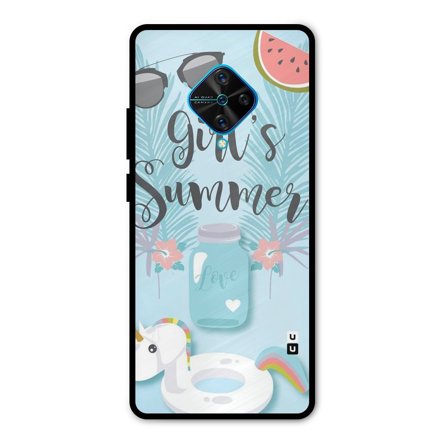 Girls Summer Metal Back Case for Vivo S1 Pro