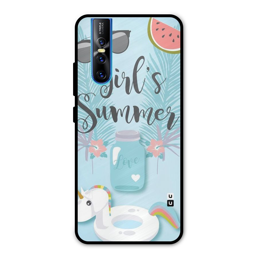 Girls Summer Metal Back Case for Vivo V15 Pro