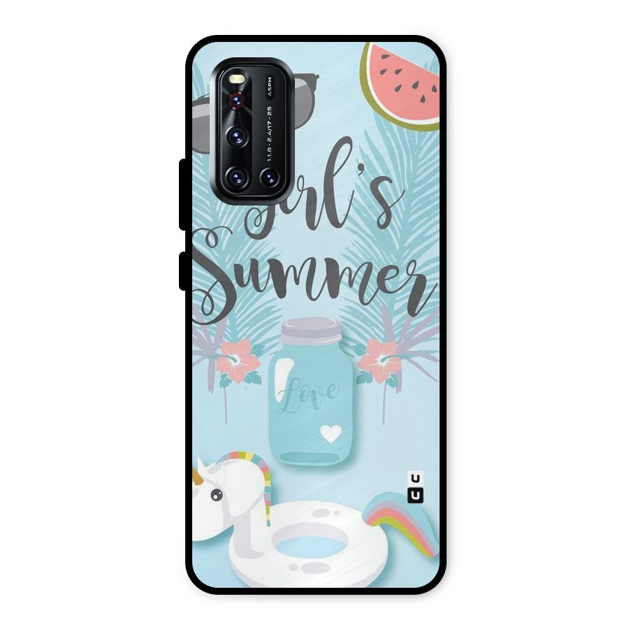 Girls Summer Metal Back Case for Vivo V19