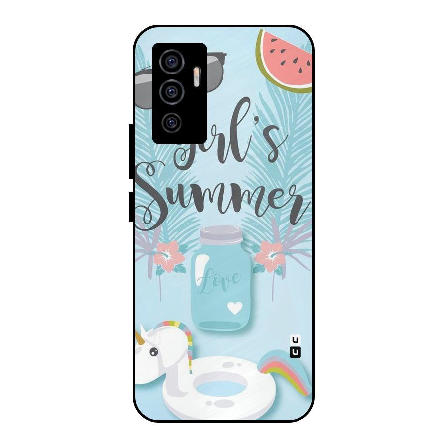 Girls Summer Metal Back Case for Vivo V23e