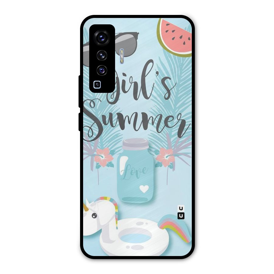Girls Summer Metal Back Case for Vivo X50