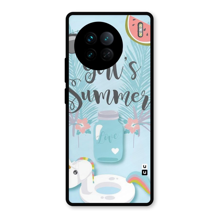 Girls Summer Metal Back Case for Vivo X90
