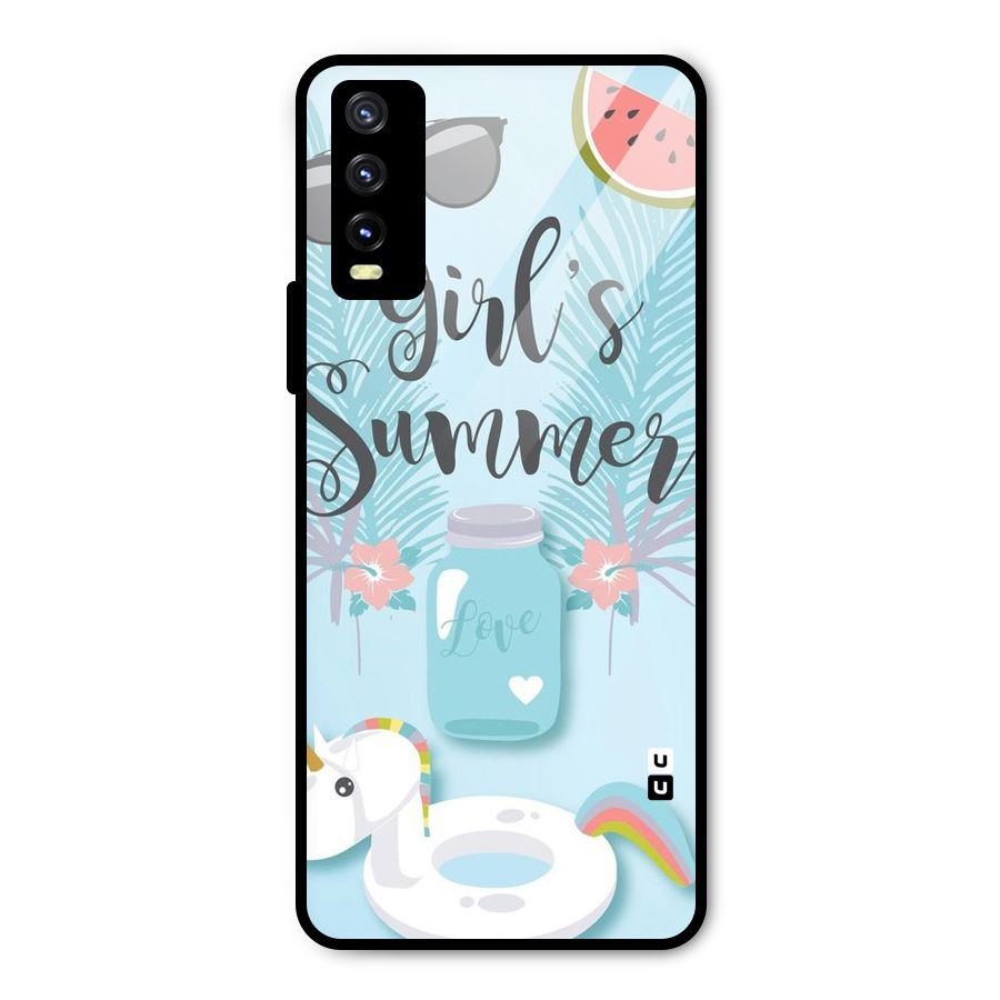 Girls Summer Metal Back Case for Vivo Y20