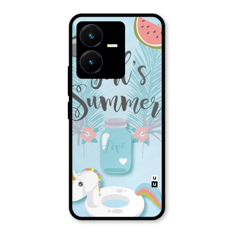 Girls Summer Metal Back Case for Vivo Y22