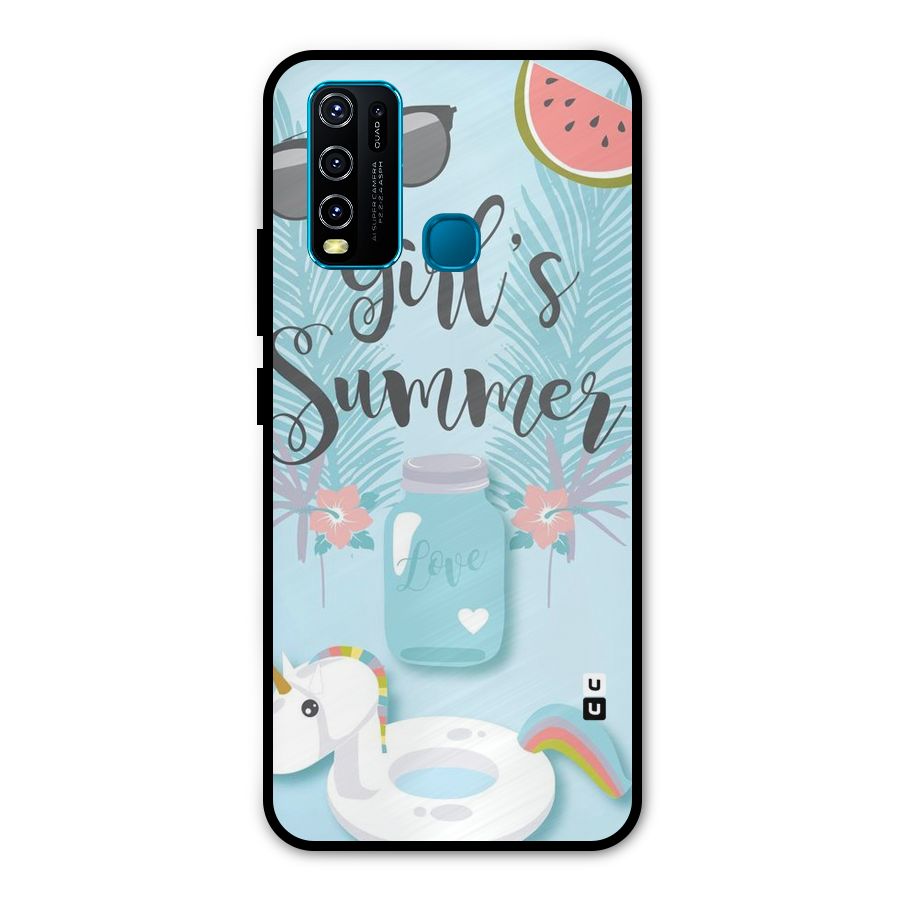 Girls Summer Metal Back Case for Vivo Y30
