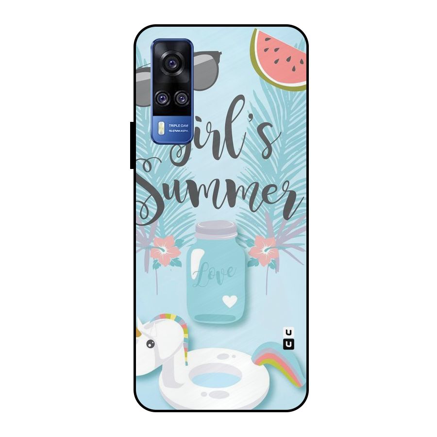 Girls Summer Metal Back Case for Vivo Y51