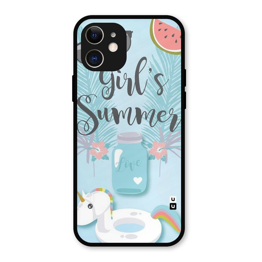 Girls Summer Metal Back Case for iPhone 12