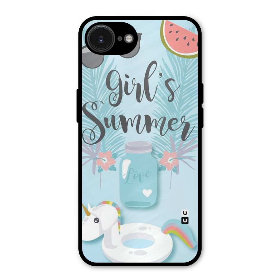 Girls Summer Metal Back Case for iPhone 16e