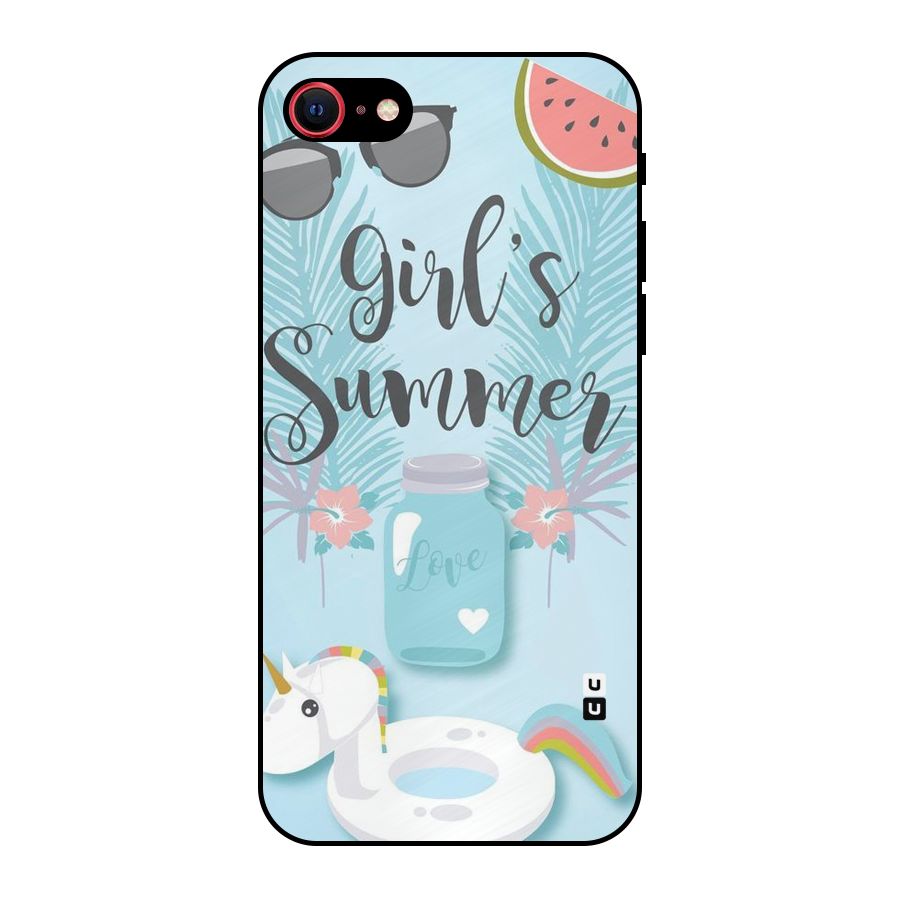 Girls Summer Metal Back Case for iPhone 7