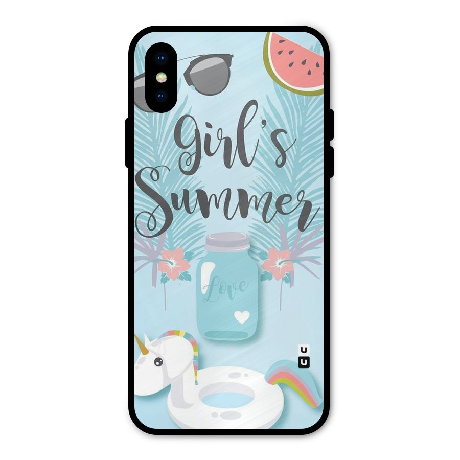 Girls Summer Metal Back Case for iPhone XS