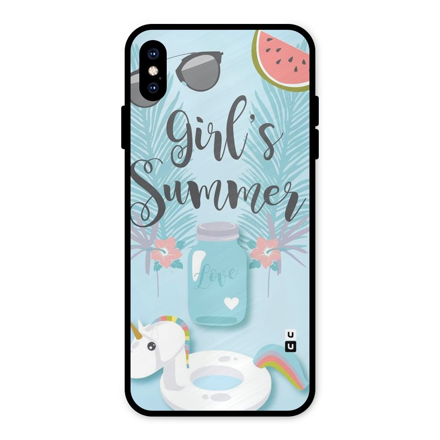 Girls Summer Metal Back Case for iPhone XS Max