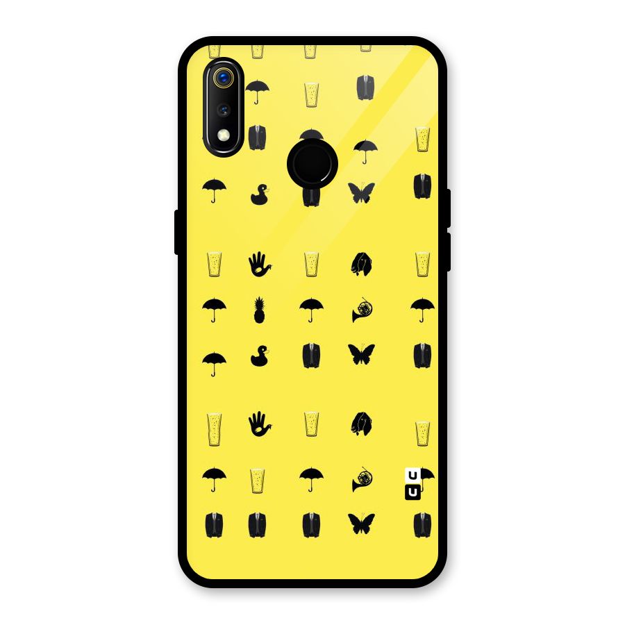 Glass Pattern Glass Back Case for Realme 3