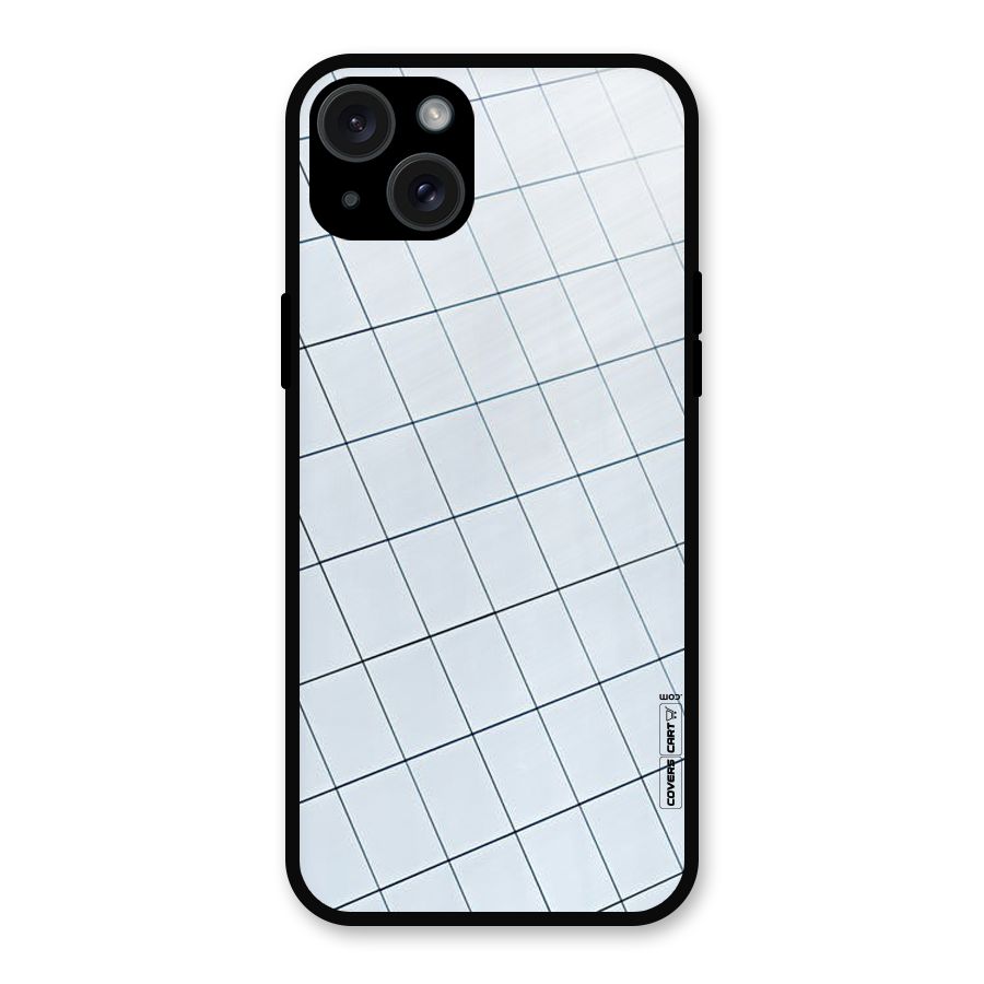 Glass Square Wall Metal Back Case for iPhone 15 Plus