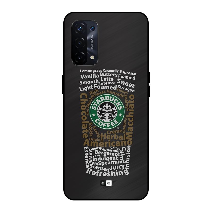 Glass StarBucks Metal Back Case for Oppo A74 5G