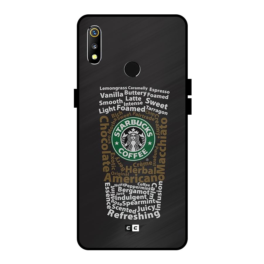 Glass StarBucks Metal Back Case for Realme 3i
